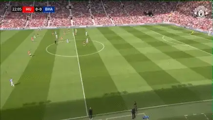 Clip: Manchester United v Brighton, the rest of the sequence as Brighton gain territory